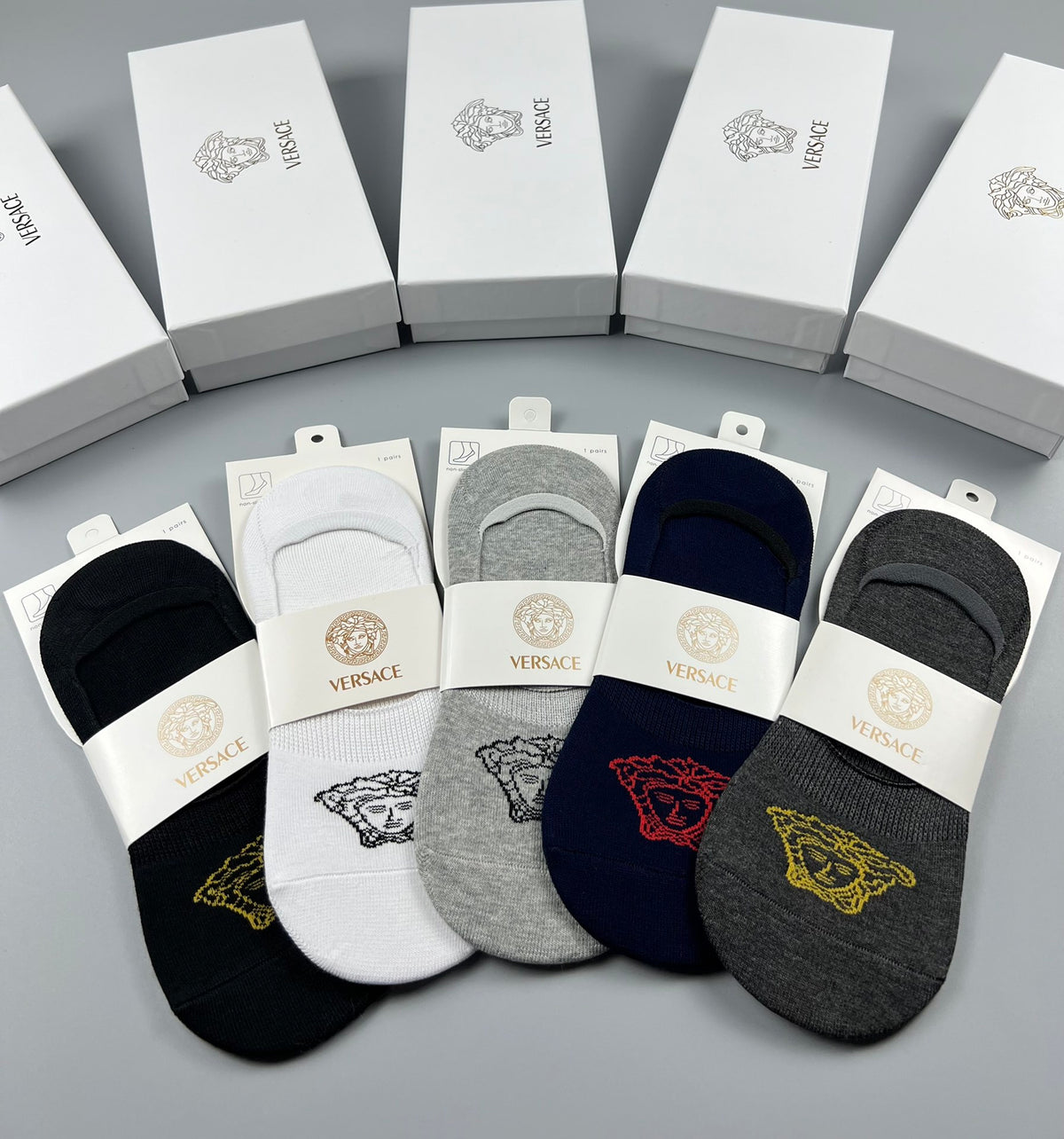 Versace small medusa front ankle socks - view 5
