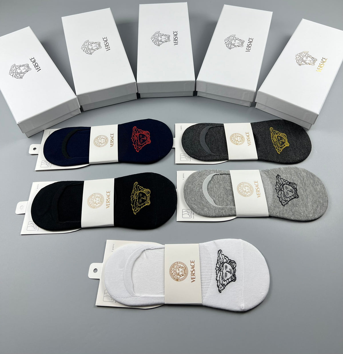 Versace small medusa front ankle socks - view 7
