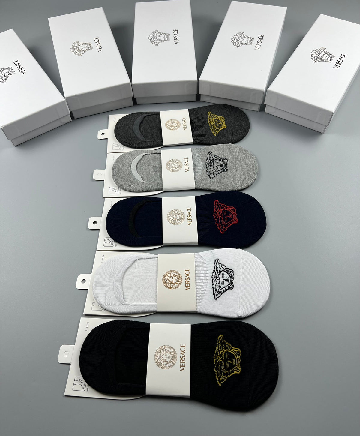 Versace small medusa front ankle socks - view 9