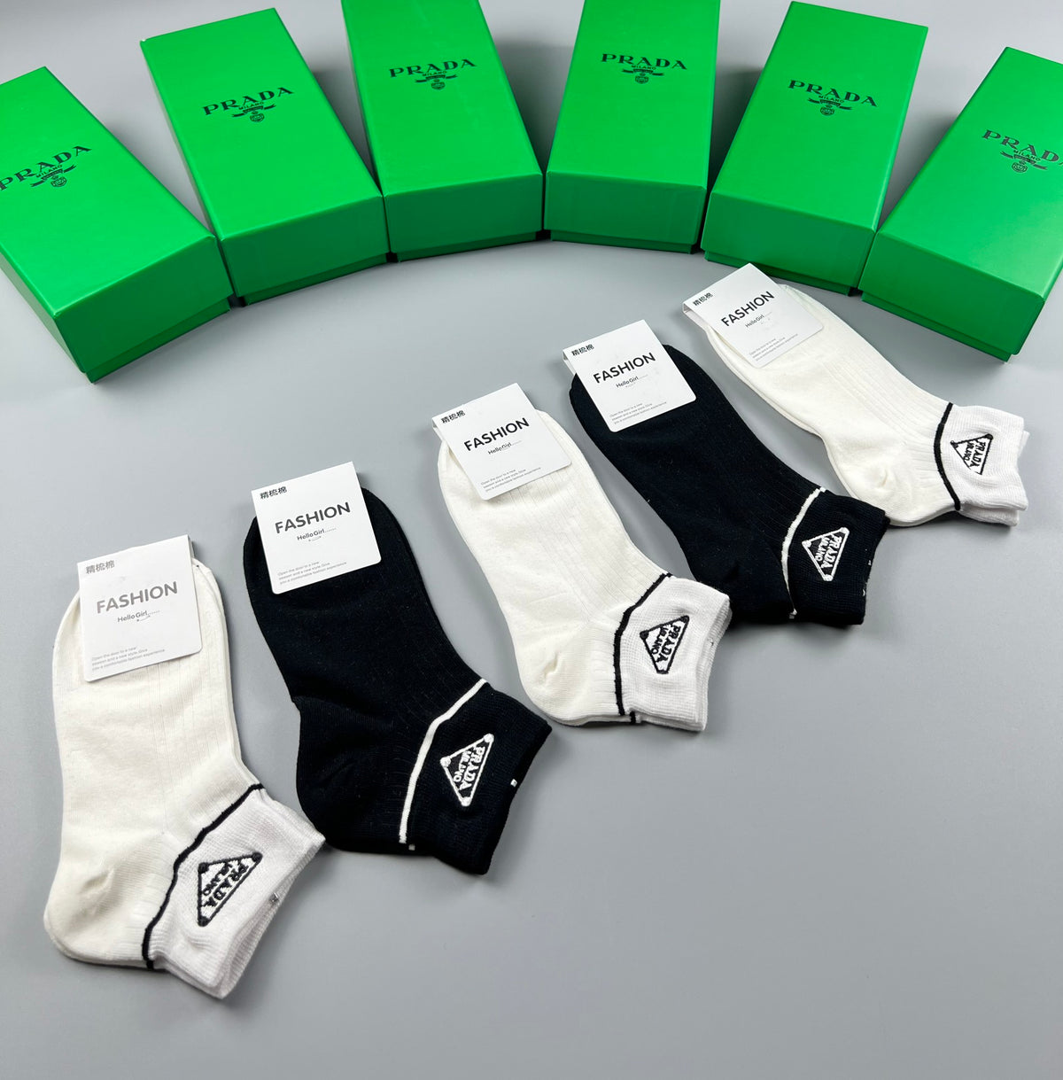 Prada monochrome triangle ankle socks - view 8