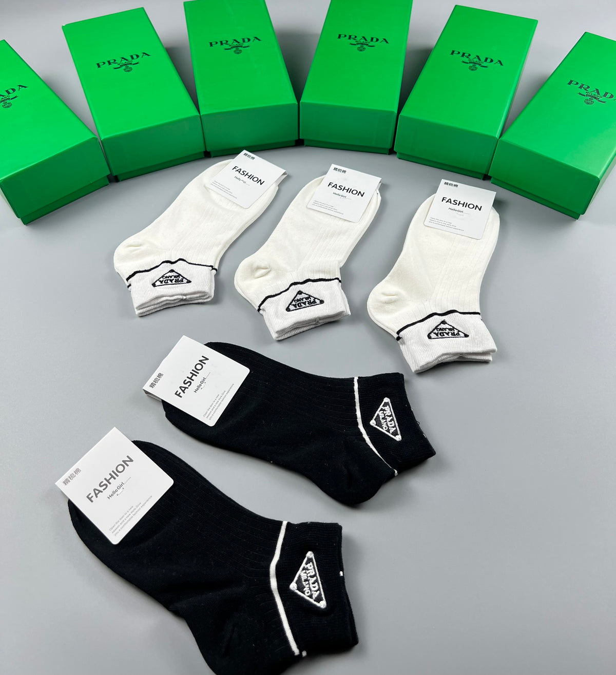 Prada monochrome triangle ankle socks - view 4