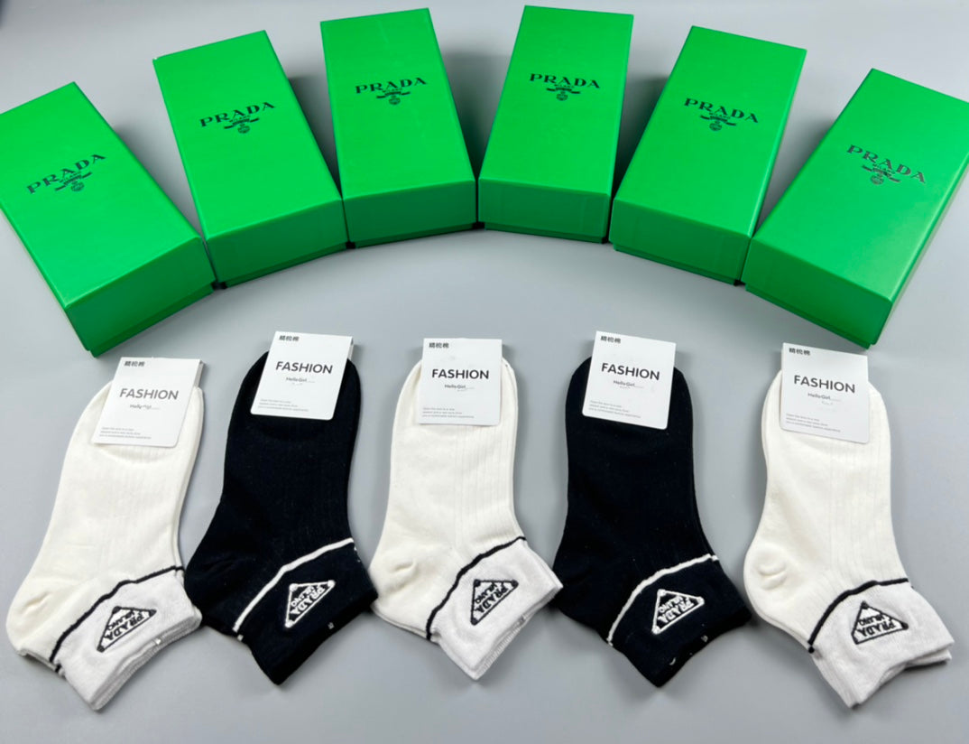 Prada monochrome triangle ankle socks - view 1