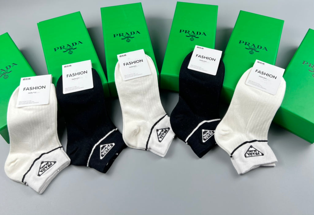 Prada monochrome triangle ankle socks - view 5