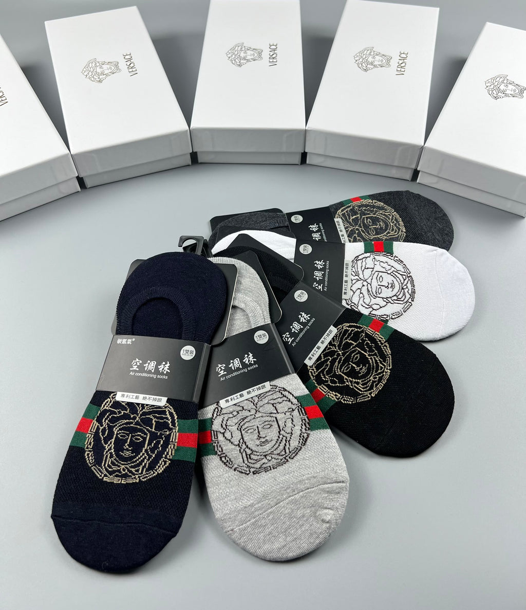 Versace striped medusa band ankle socks - view 8