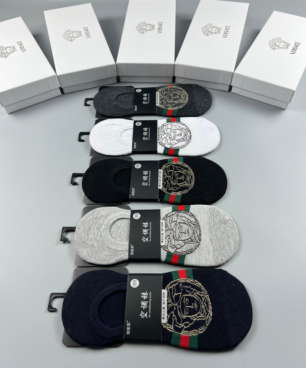 Versace striped medusa band ankle socks - view 9