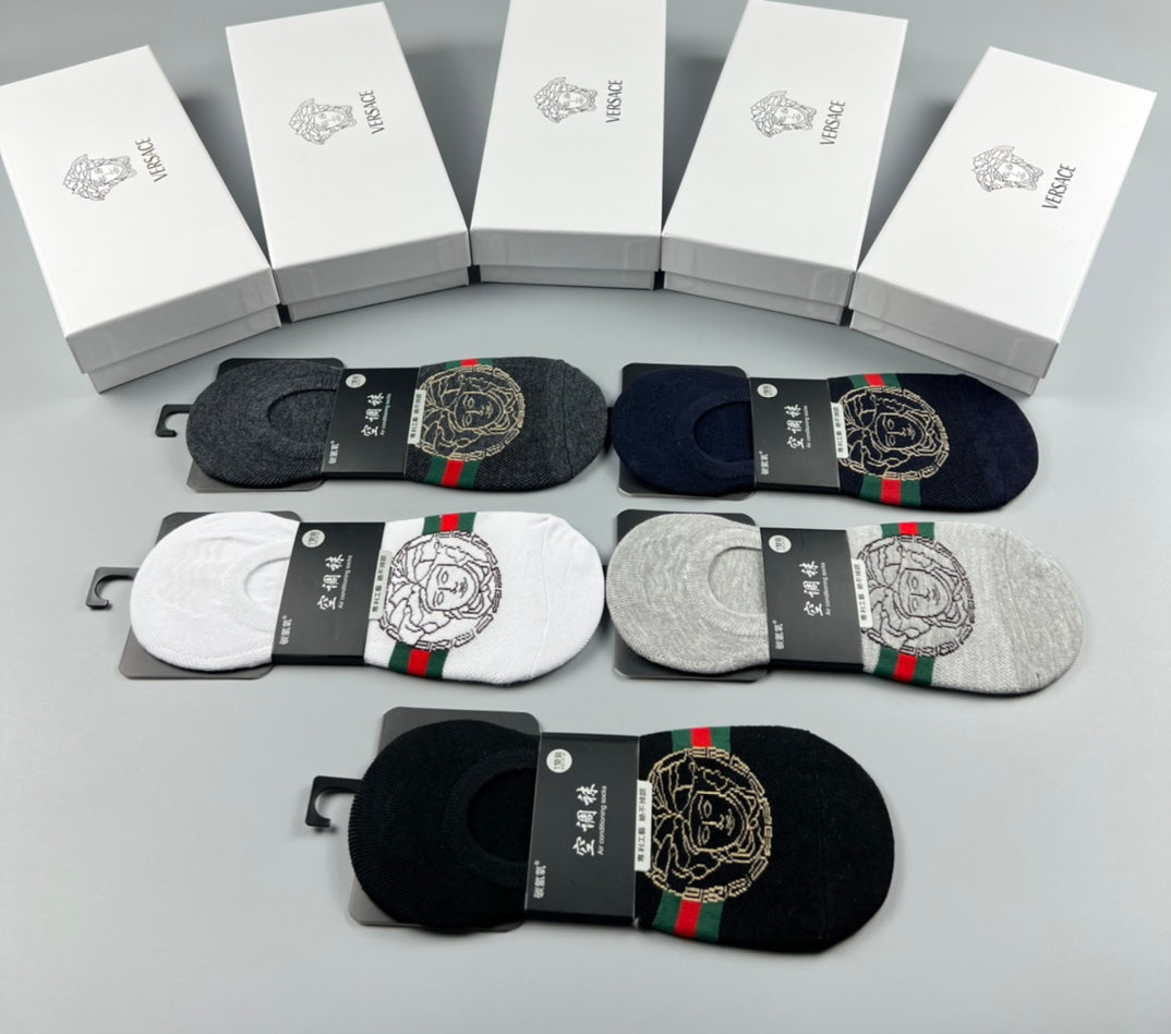 Versace striped medusa band ankle socks - view 5