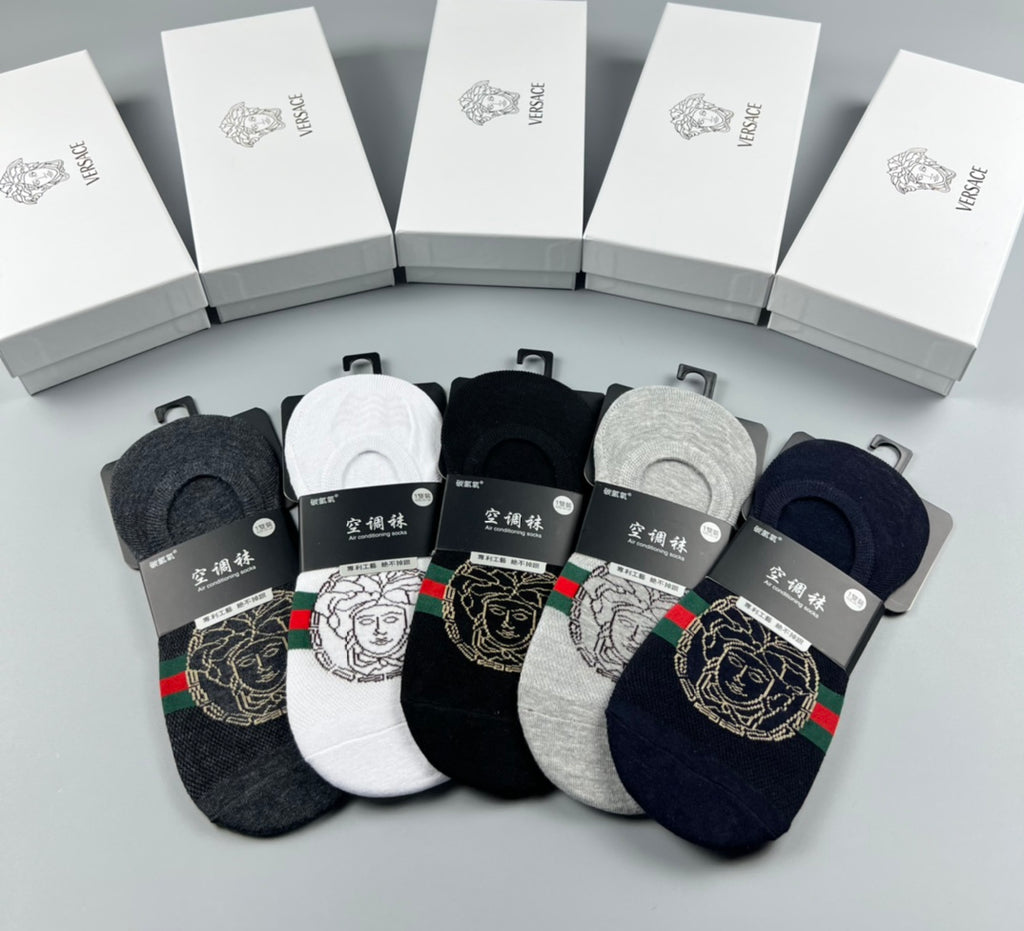 Versace striped medusa band ankle socks - view 3