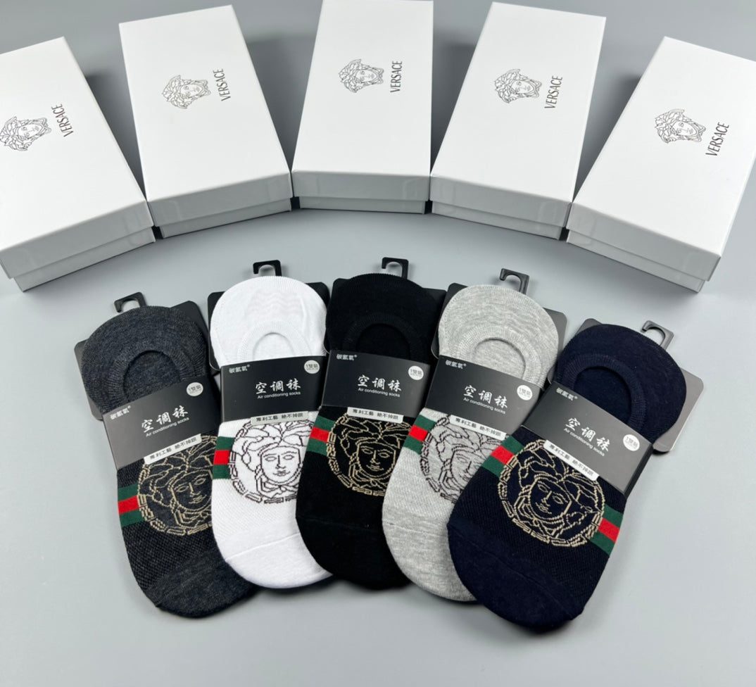 Versace striped medusa band ankle socks - view 3