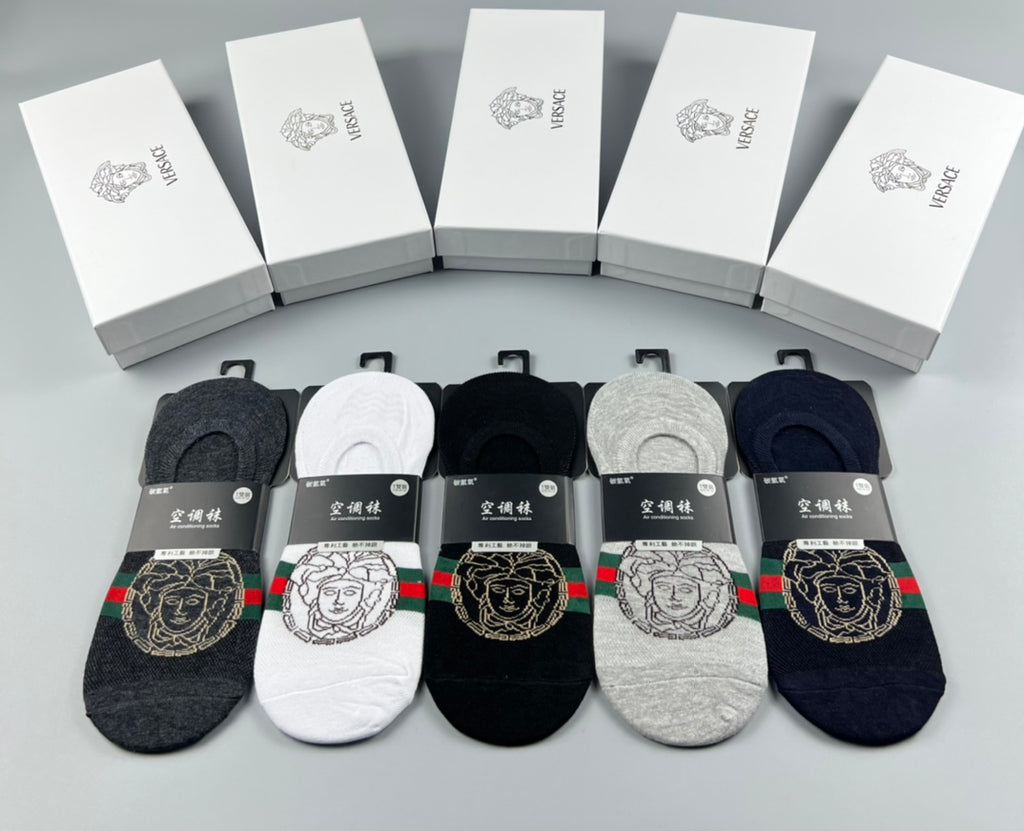Versace striped medusa band ankle socks - view 1