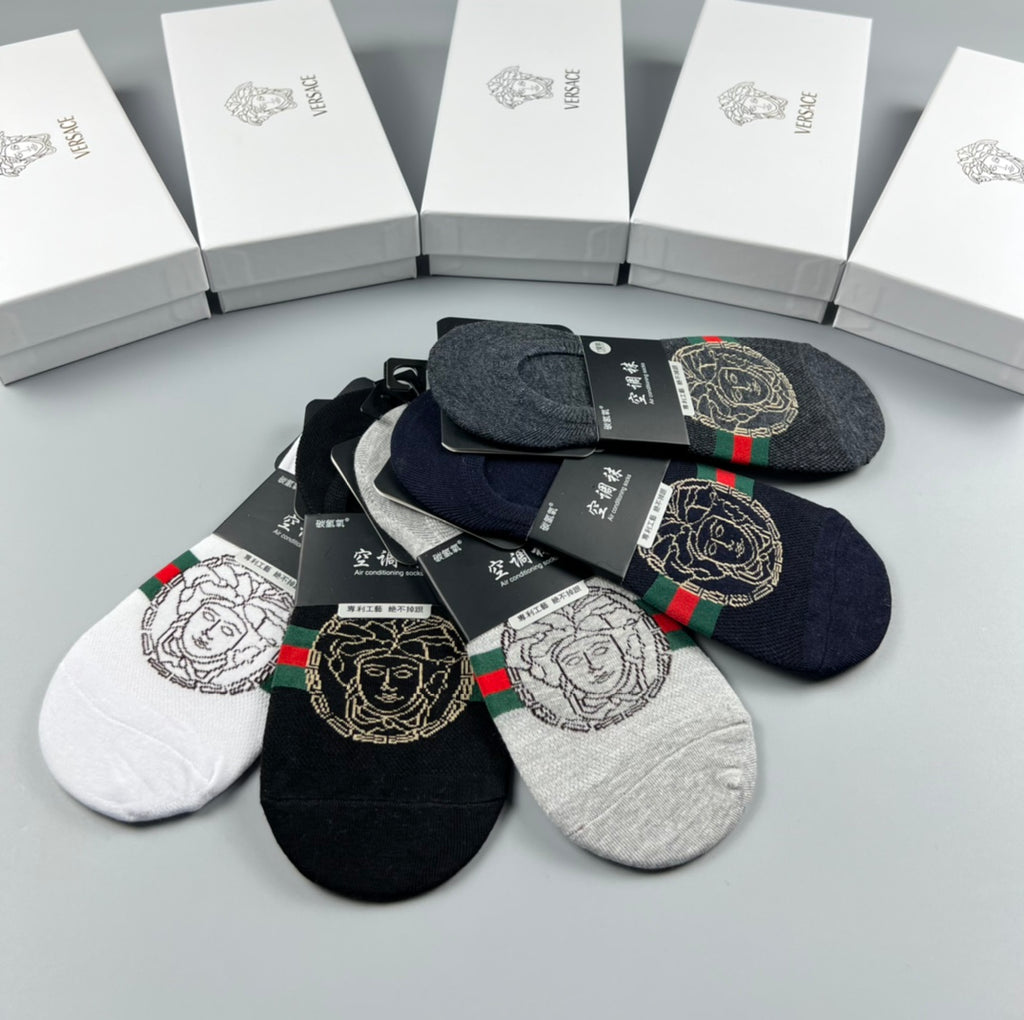 Versace striped medusa band ankle socks - view 6