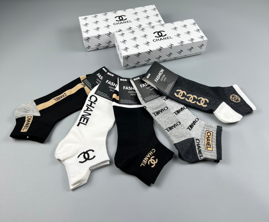 Chanel mixed lettering stripe ankle socks - view 2