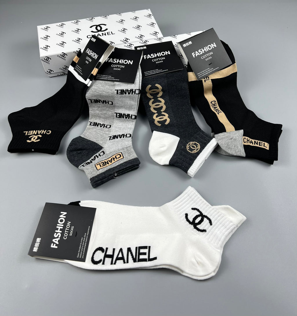 Chanel mixed lettering stripe ankle socks - view 7