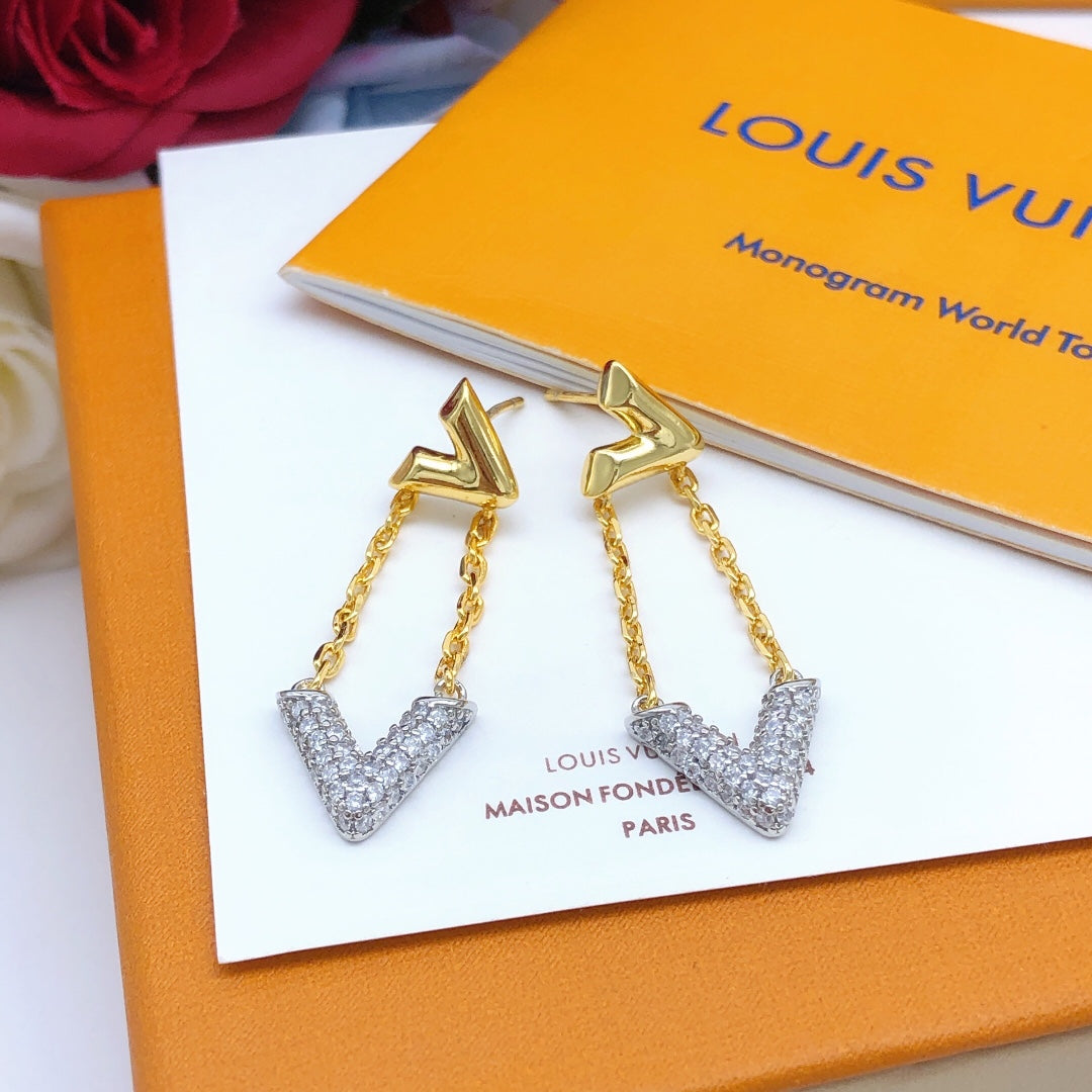 Louis Vuitton Gold-Tone Tassel Crystal Accent Earrings - album image 1