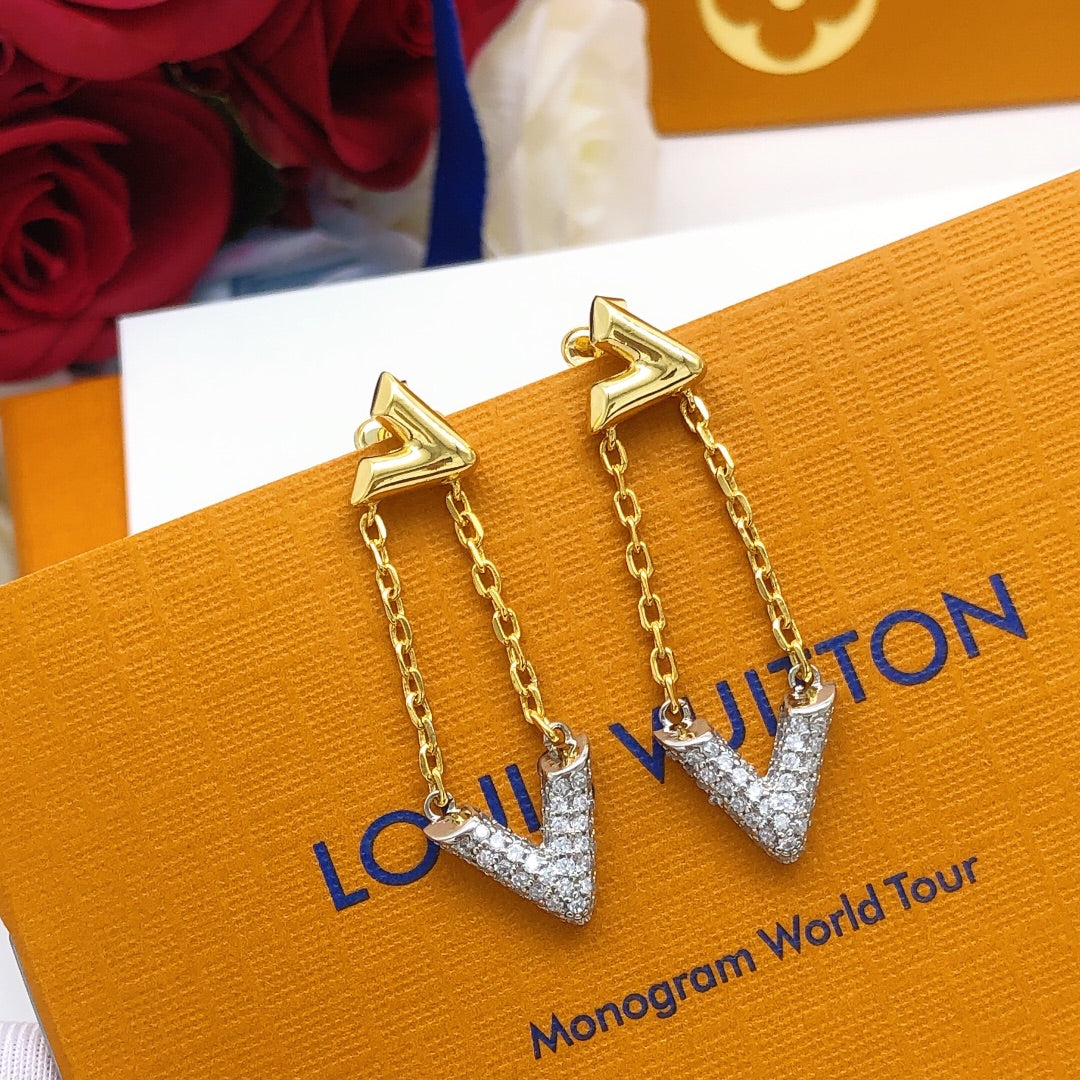 Louis Vuitton Gold-Tone Tassel Crystal Accent Earrings - album image 7