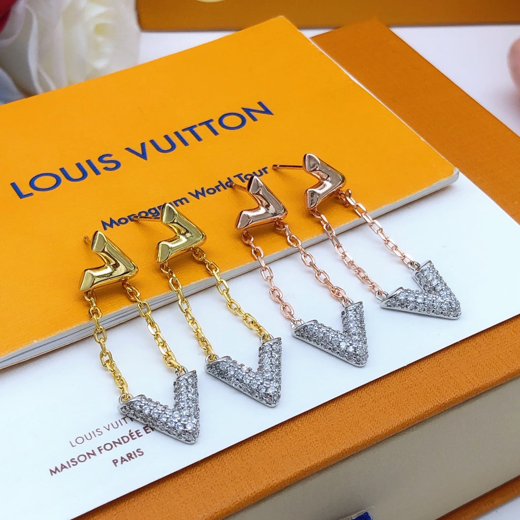 Louis Vuitton Gold-Tone Tassel Crystal Accent Earrings - album image 9