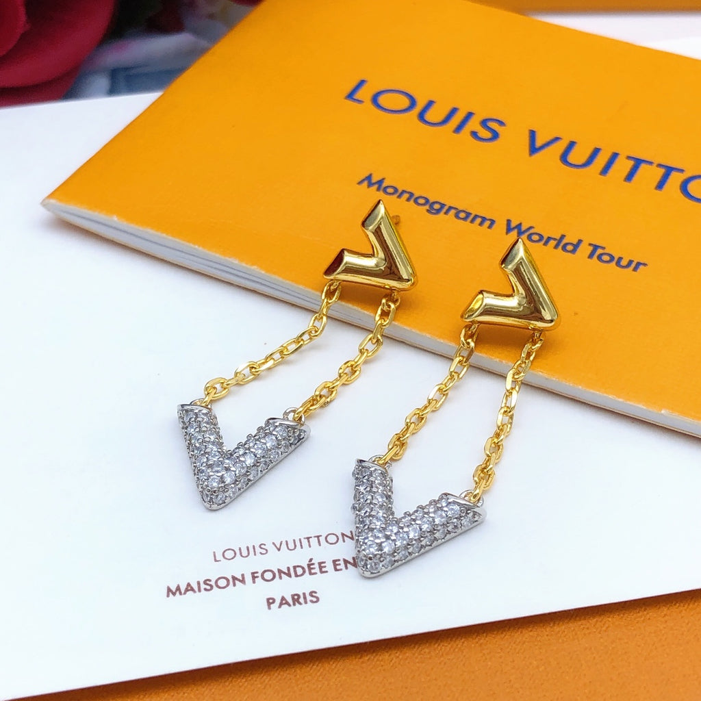 Louis Vuitton Gold-Tone Tassel Crystal Accent Earrings - album image 2