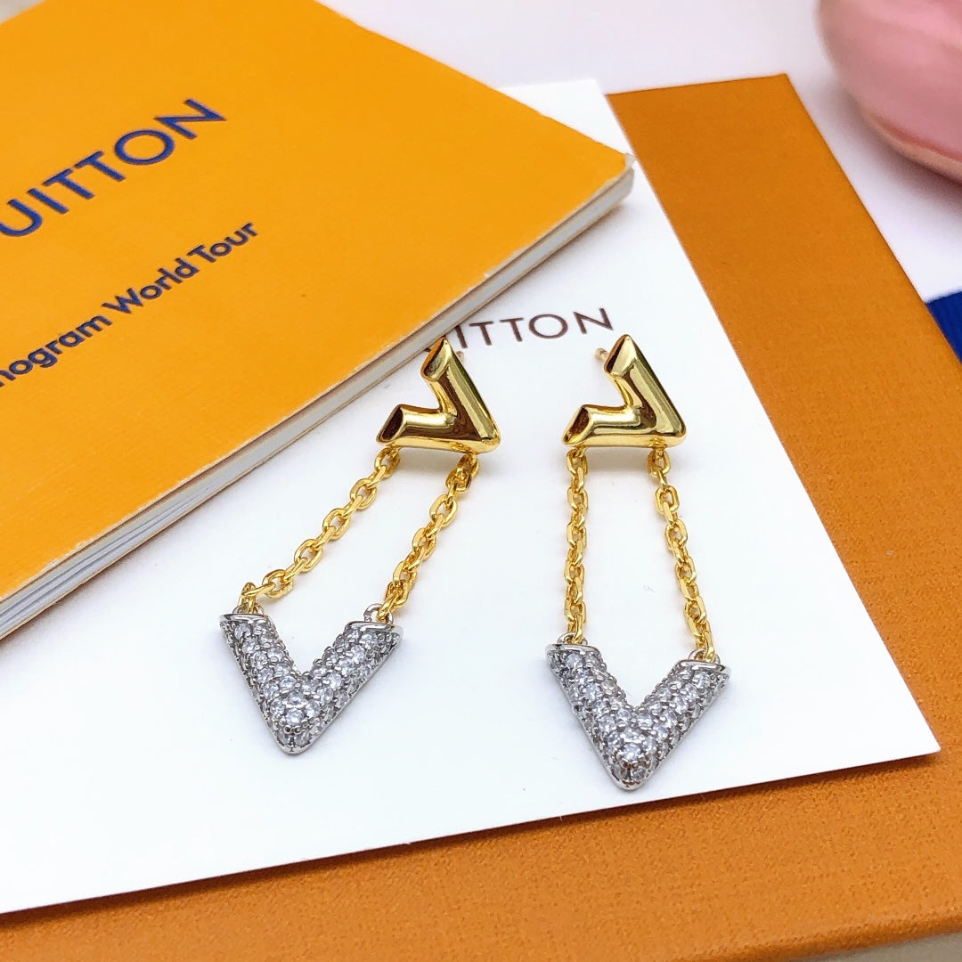 Louis Vuitton Gold-Tone Tassel Crystal Accent Earrings - album image 3
