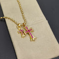Chrome Hearts Pink Accent Double Cross Necklace - album image 1