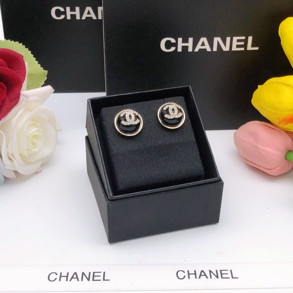 Chanel Black Circular Crystal Accent Earrings - album image 6