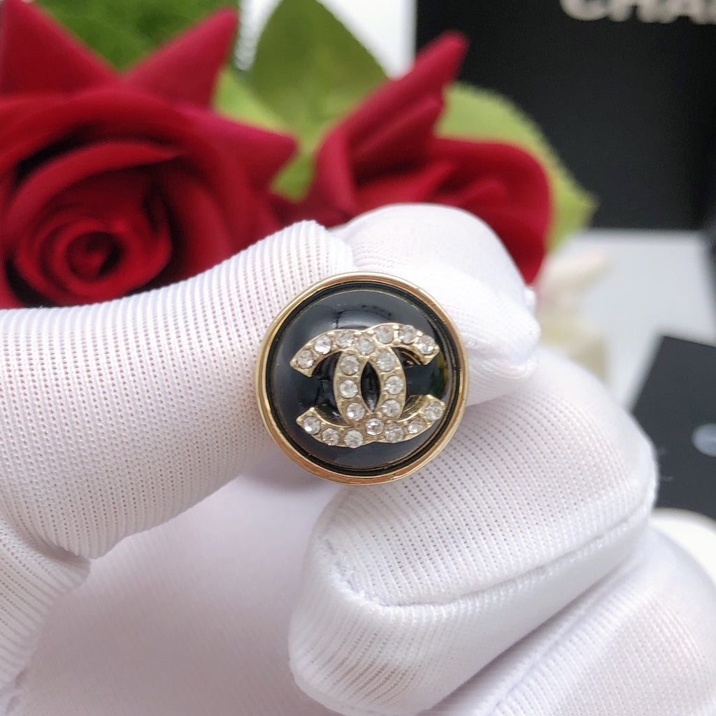 Chanel Black Circular Crystal Accent Earrings - album image 4