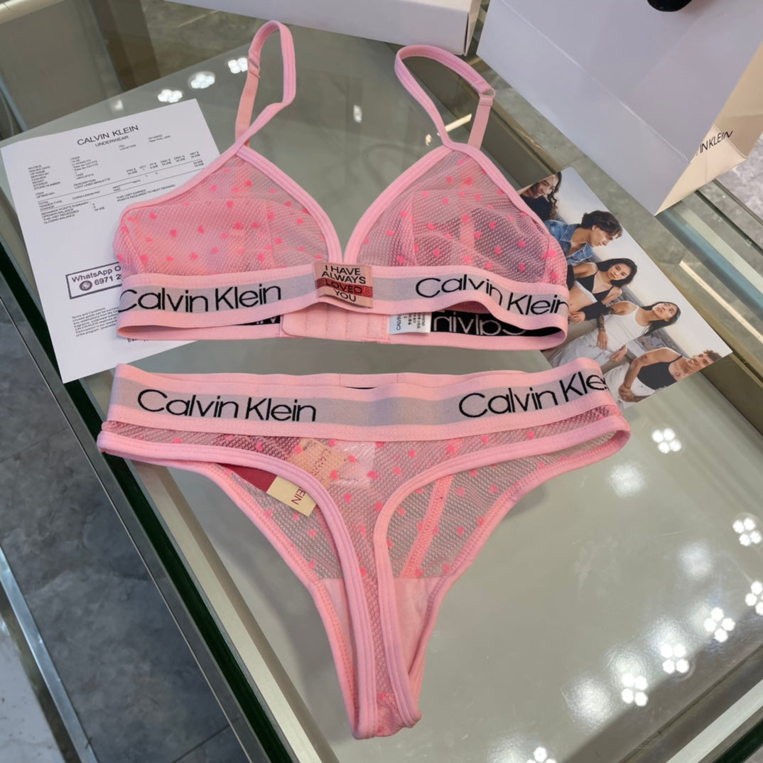 Calvin Klein Heart Pattern Triangle Bra with Logo Detail - image 5