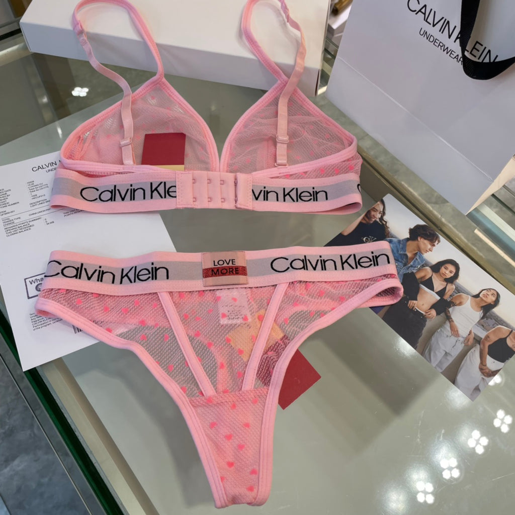 Calvin Klein Heart Pattern Triangle Bra with Logo Detail - image 6