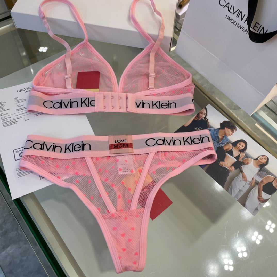 Calvin Klein Heart Pattern Triangle Bra with Logo Detail - image 6