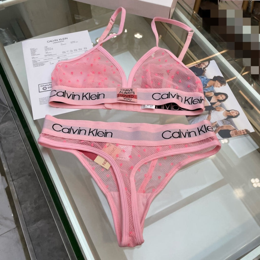 Calvin Klein Heart Pattern Triangle Bra with Logo Detail - image 3