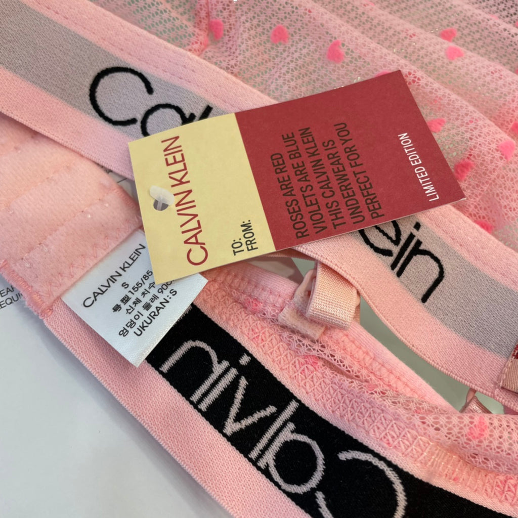 Calvin Klein Heart Pattern Triangle Bra with Logo Detail - image 8