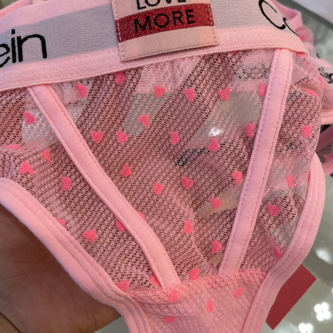 Calvin Klein Heart Pattern Triangle Bra with Logo Detail - image 7