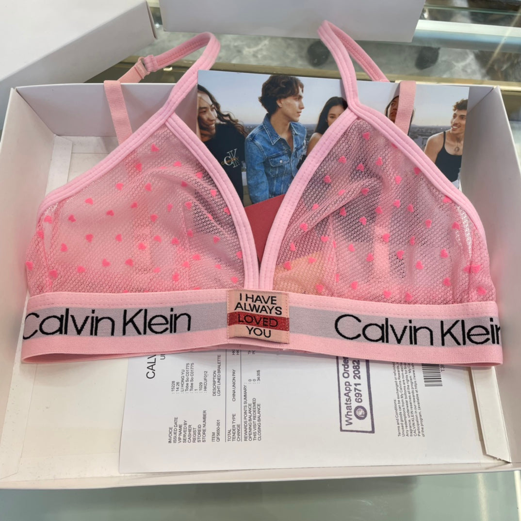 Calvin Klein Heart Pattern Triangle Bra with Logo Detail - image 9