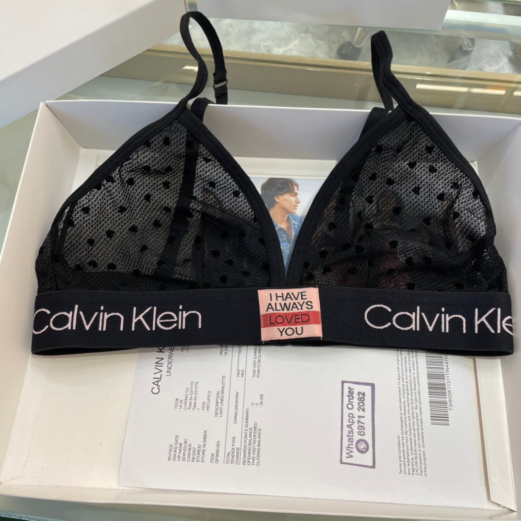 Calvin Klein Heart Pattern Triangle Bra with Logo Detail - image 12