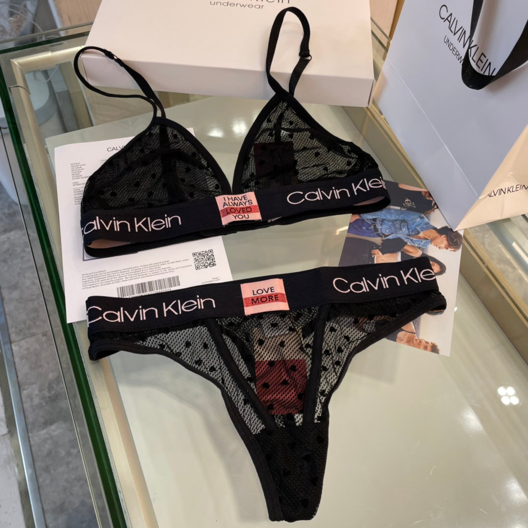 Calvin Klein Heart Pattern Triangle Bra with Logo Detail - image 18