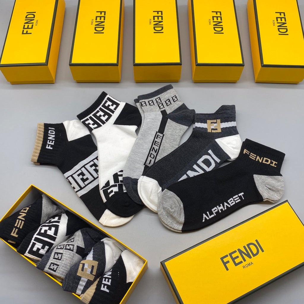 Fendi monochrome graphic mix ankle socks - view 9