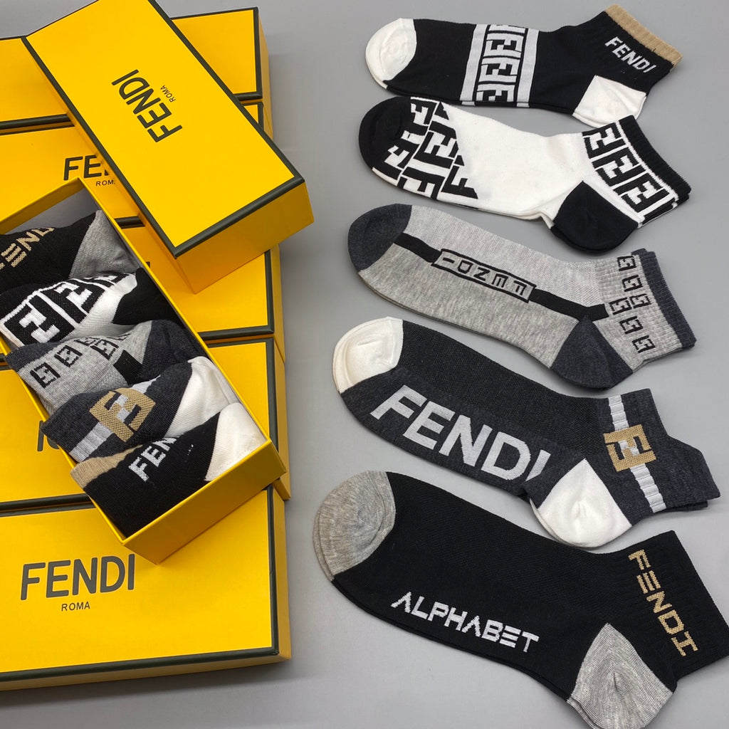 Fendi monochrome graphic mix ankle socks - view 8