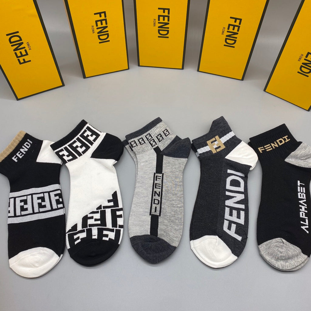 Fendi monochrome graphic mix ankle socks - view 5
