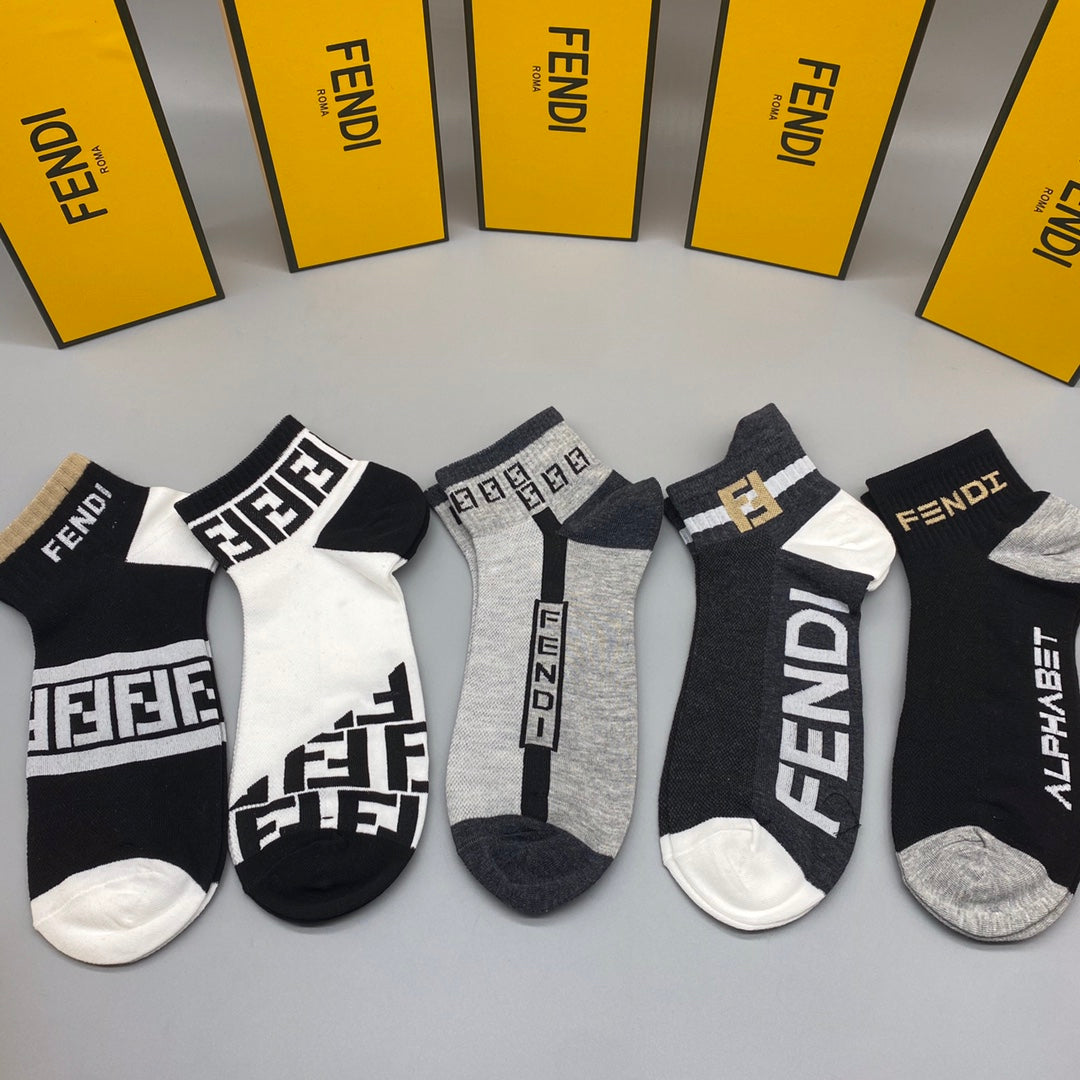 Fendi monochrome graphic mix ankle socks - view 5