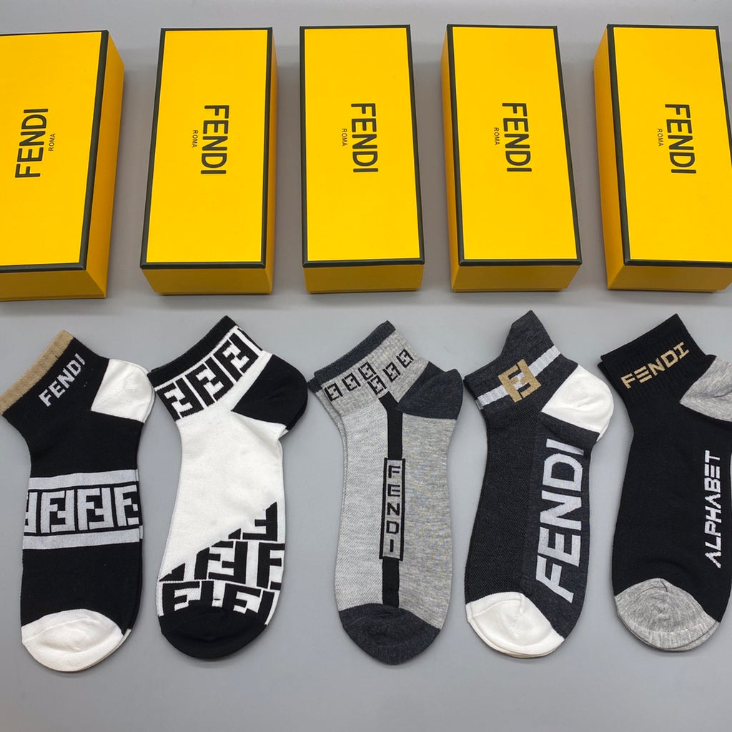Fendi monochrome graphic mix ankle socks - view 2