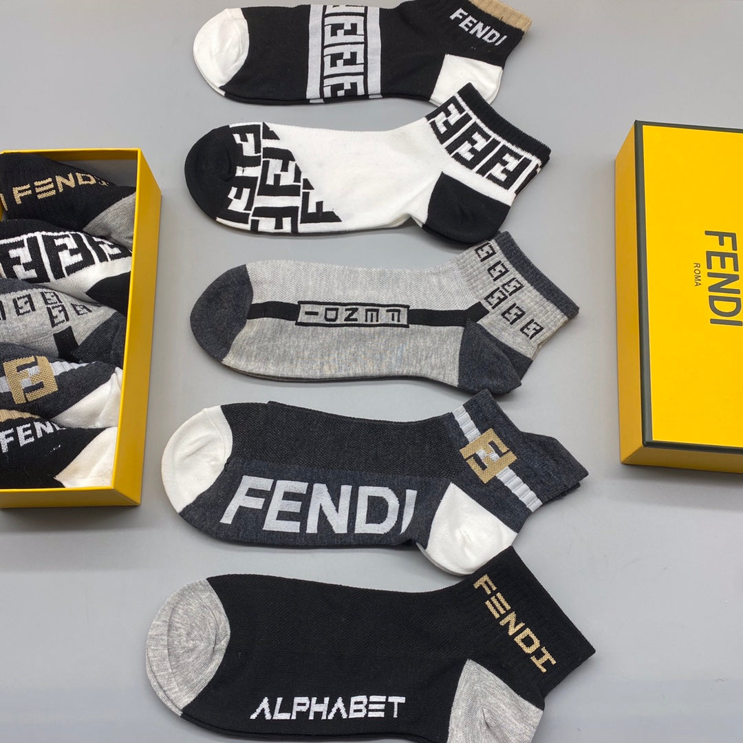 Fendi monochrome graphic mix ankle socks - view 1