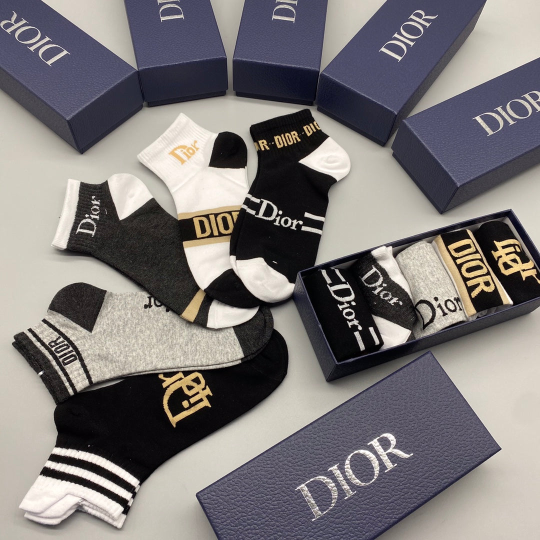 Dior stripe and letter mix ankle socks - view 6