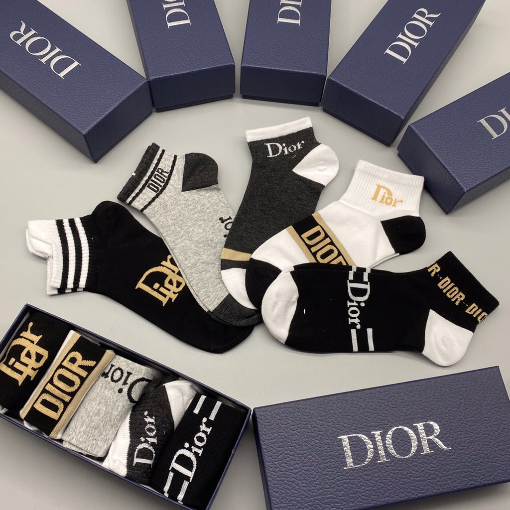 Dior stripe and letter mix ankle socks - view 5