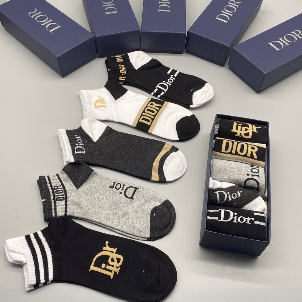 Dior stripe and letter mix ankle socks - view 1