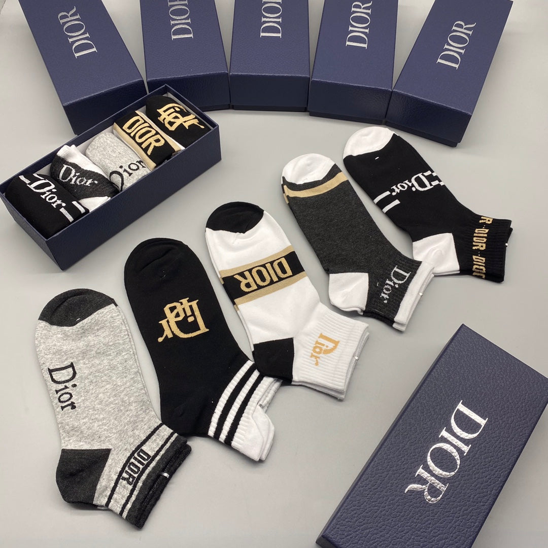 Dior stripe and letter mix ankle socks - view 3