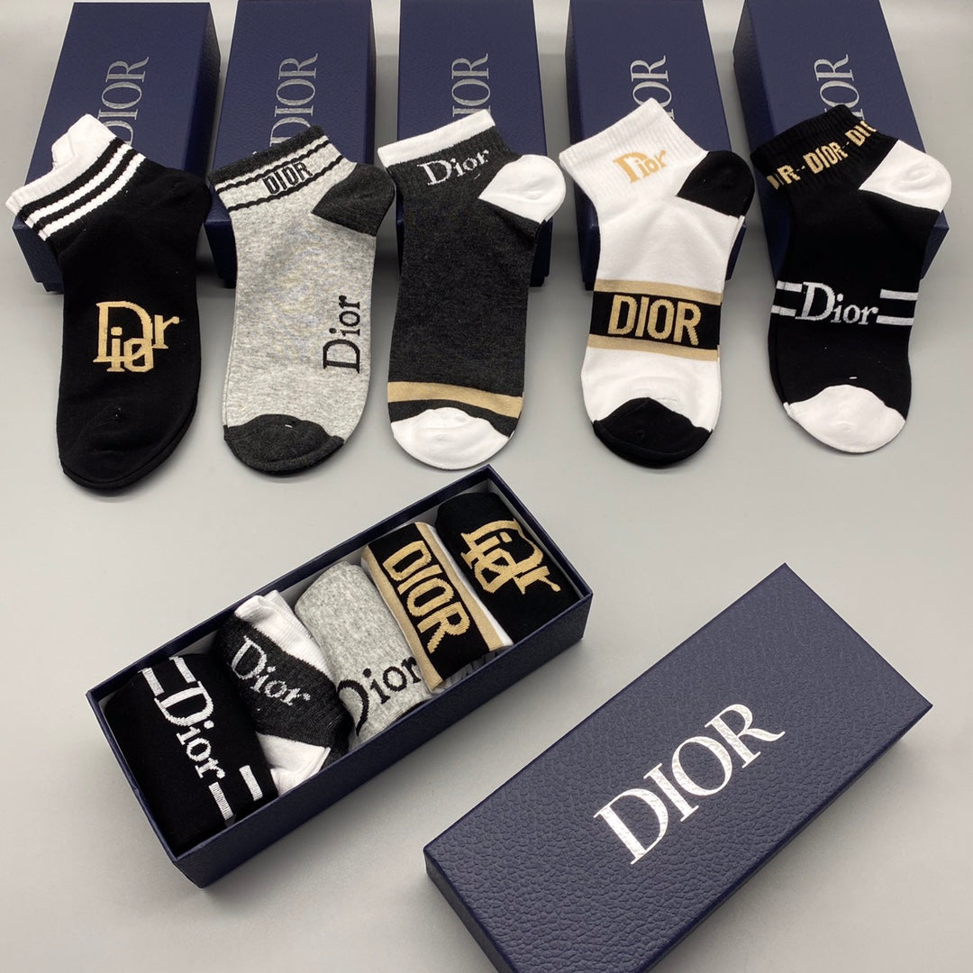 Dior stripe and letter mix ankle socks - view 7