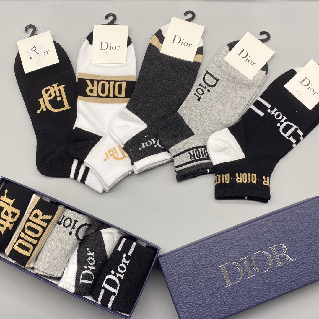 Dior stripe and letter mix ankle socks - view 9