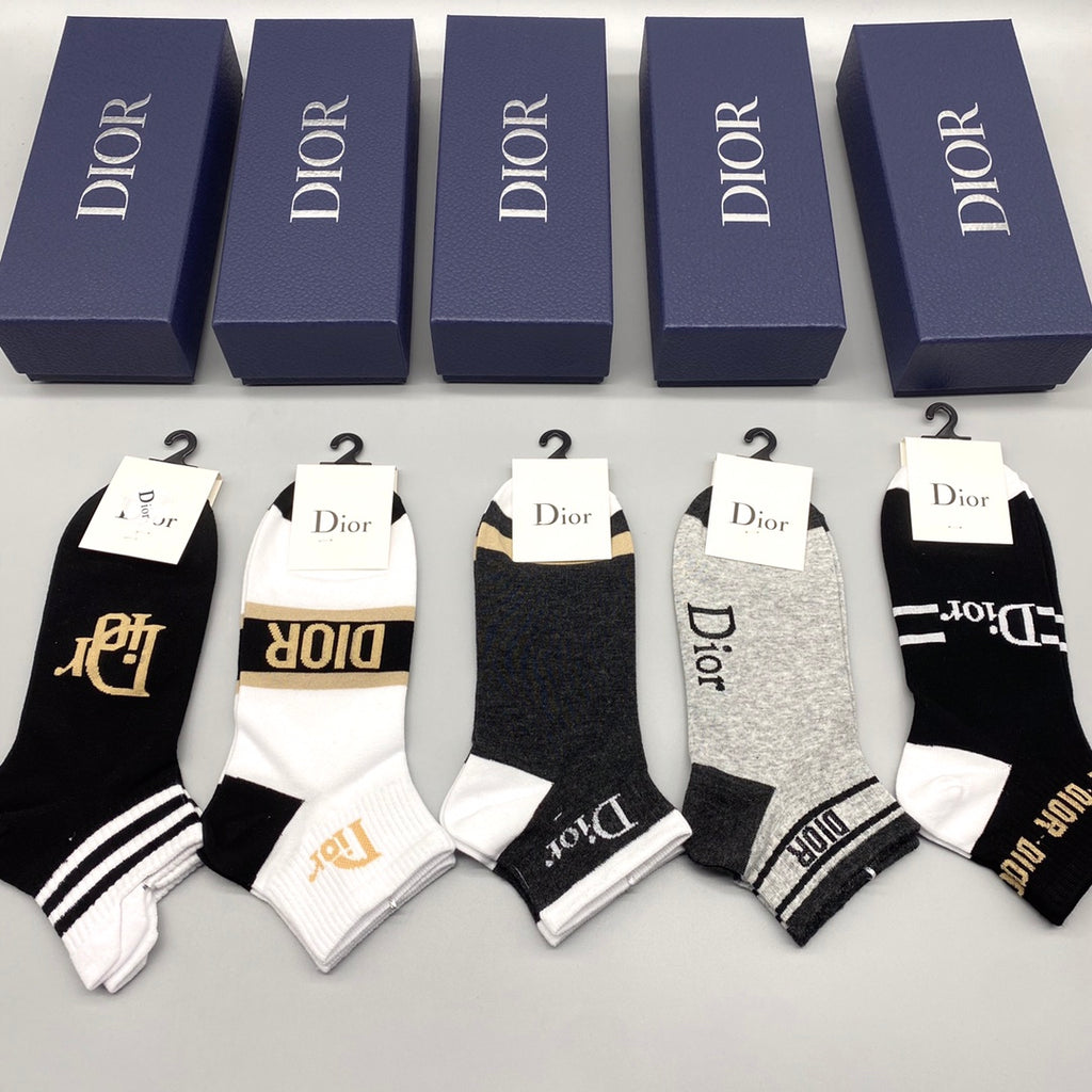 Dior stripe and letter mix ankle socks - view 8