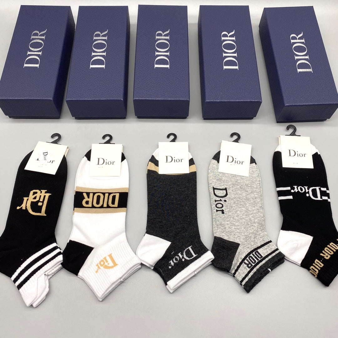 Dior stripe and letter mix ankle socks - view 8