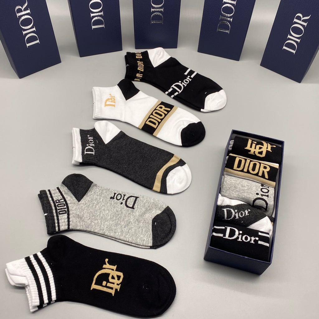 Dior stripe and letter mix ankle socks - view 2