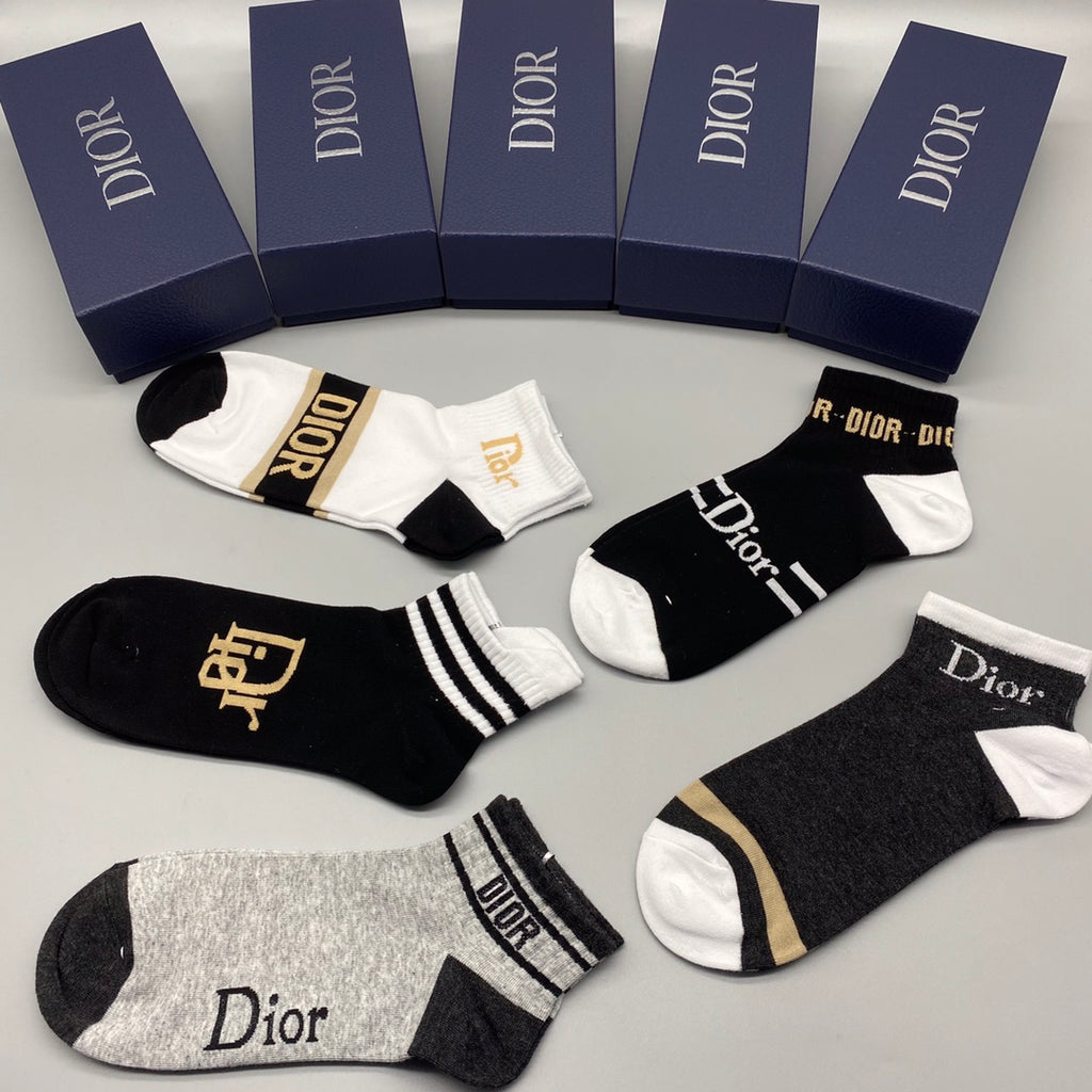 Dior stripe and letter mix ankle socks - view 4