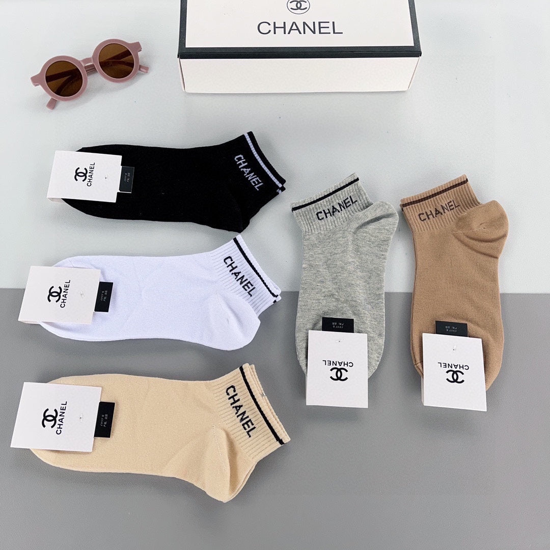Chanel pastel cuff lettering ankle socks - view 6